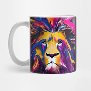 Lion in multi-colored pieces of paint. Mug